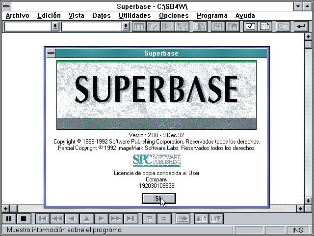 Superbase 4 Windows v2.00 - About